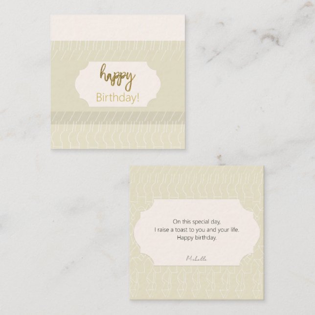 Happy Birthday Golden Glitter Custom Name Card (Front/Back)