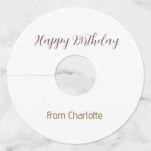 happy birthday golden pink from name simple modern wine glass tag
