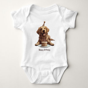 Happy Birthday Golden Retriever Dog Baby Bodysuit