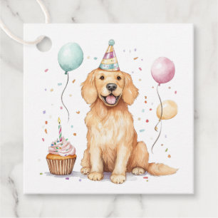 Happy Birthday Golden Retriever Dog Favour Tags