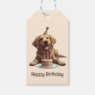 Happy Birthday Golden Retriever Dog Gift Tags