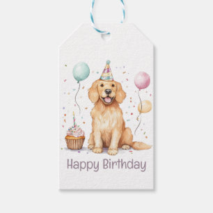 Happy Birthday Golden Retriever Dog Gift Tags