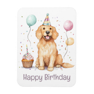 Happy Birthday Golden Retriever Dog Magnet