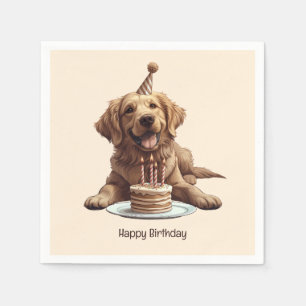 Happy Birthday Golden Retriever Dog Napkin