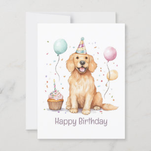 Happy Birthday Golden Retriever Dog Postcard