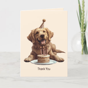 Happy Birthday Golden Retriever Dog Thank You Card