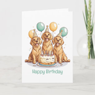 Happy Birthday Golden Retriever Dogs Card
