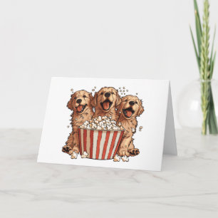 Happy Birthday Golden Retriever Dogs Movie Popcorn Card