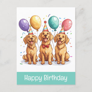 Happy Birthday Golden Retriever Dogs Postcard