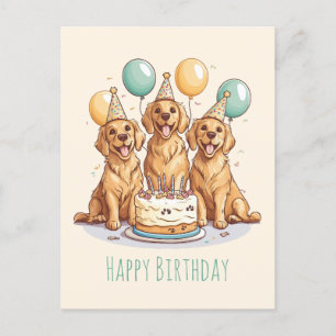 Happy Birthday Golden Retriever Dogs Postcard
