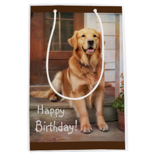 Happy Birthday Golden Retriever Gift Bag