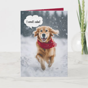 Happy Birthday Golden Retriever In Snow Card