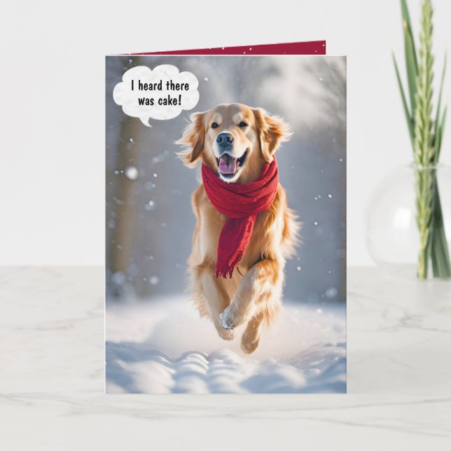 Happy Birthday Golden Retriever In Snow Card (Front)