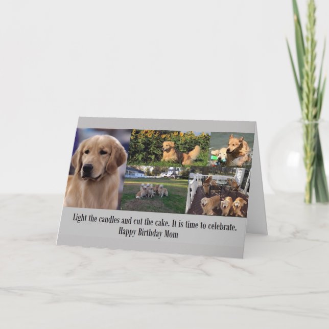 Happy Birthday Golden Retriever Mom Collage Card (Front)
