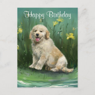 Happy Birthday Golden Retriever Puppy Postcard