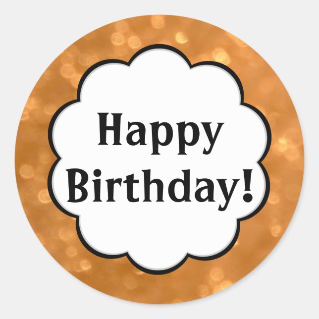 Happy Birthday - Golden Round Sticker (Front)