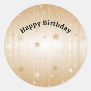 Happy Birthday Golden Stars Classic Round Sticker