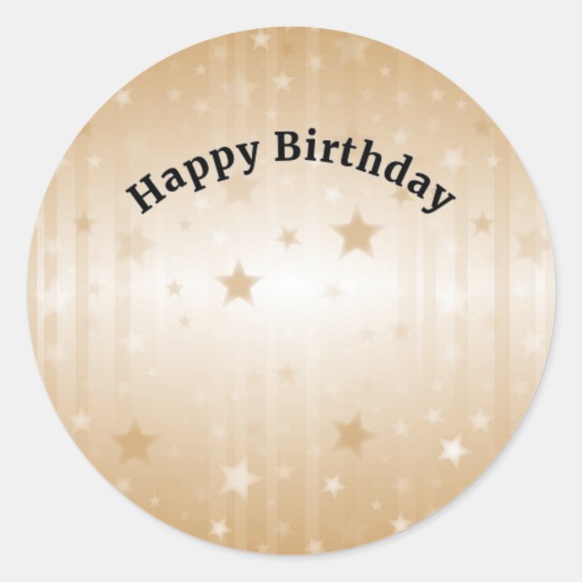 Happy Birthday Golden Stars Classic Round Sticker (Front)