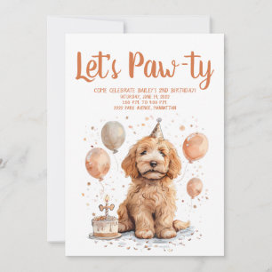 Happy Birthday Goldendoodle Dog Birthday Cake Invitation