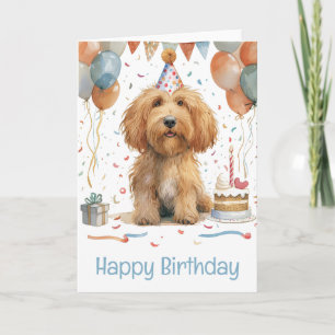 Happy Birthday Goldendoodle Dog Card