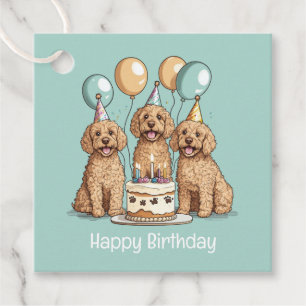 Happy Birthday Goldendoodle Dogs Favour Tags
