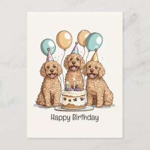 Happy Birthday Goldendoodle Dogs Postcard