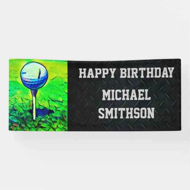Happy Birthday Golf Ball Men's Banner (Horizontal)