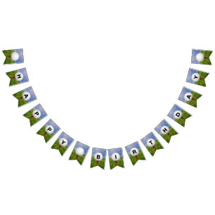 Happy Birthday-golf ball on tee in grass Bunting