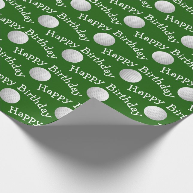 Happy Birthday golf balls Wrapping Paper (Corner)