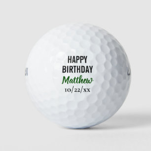 Happy Birthday Golfer Modern Typography Golf Balls