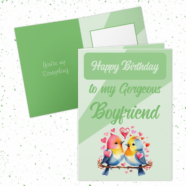 Happy birthday gorgeous boyfriend birds green card (Creator Uploaded)