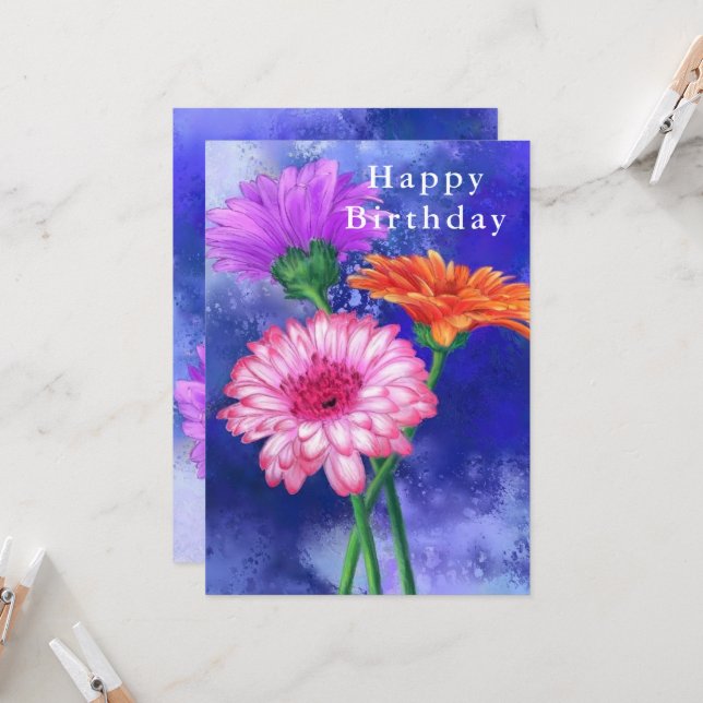 Happy Birthday - Gorgeous Three Colour Gerberas (Front/Back In Situ)