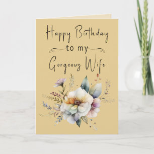 Happy birthday gorgeous wife flowers sand card