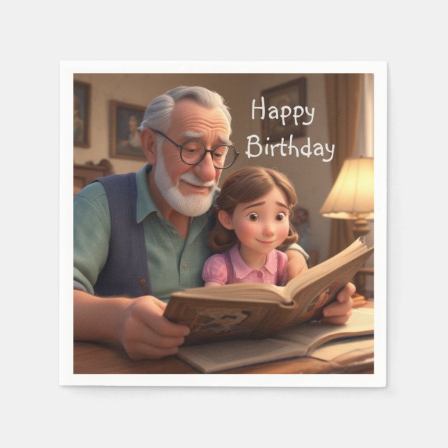Happy Birthday Grampa Napkin (Front)