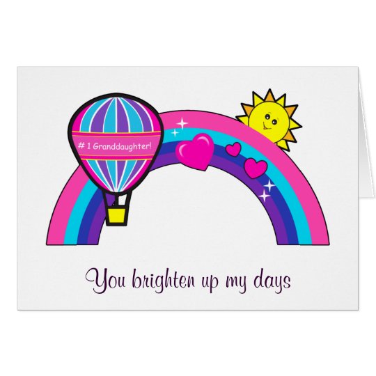 Happy Birthday Granddaughter Balloon and Rainbow Card