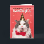 Happy Birthday Granddaughter Cute Cat in Hat Holiday Card<br><div class="desc">Say Happy Birthday to your granddaughter with this adorable cat in a party hat and bow tie.</div>