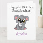 Happy Birthday, Granddaughter Cute Koala Card<br><div class="desc">This cute koala birthday card will be a beautiful personalized card for your special granddaughter. Personalize this card for your granddaughter by adding their age,  name and personalizing the message on the inside of the card and make their birthday really special.</div>