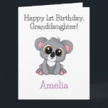 Happy Birthday, Granddaughter Cute Koala Card<br><div class="desc">This cute koala birthday card will be a beautiful personalized card for your special granddaughter. Personalize this card for your granddaughter by adding their age,  name and personalizing the message on the inside of the card and make their birthday really special.</div>