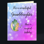 Happy Birthday Granddaughter Fairy design Card<br><div class="desc">Pretty pink sparkly Happy Birthday Granddaughter fairy design greeting card.</div>