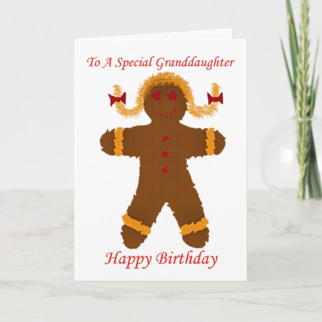 Happy Birthday granddaughter gingerbread girl Card (Front)