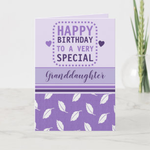 Happy birthday granddaughter leaf pattern purple card
