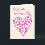 Happy Birthday Granddaughter Lots of Love Card<br><div class="desc">Sweet and colourful Happy Birthday wishes for a dear Granddaughter with a heart made of hearts and a cute little bird.</div>