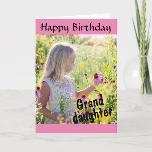 Happy Birthday Granddaughter Personalised Photo Card (Front)