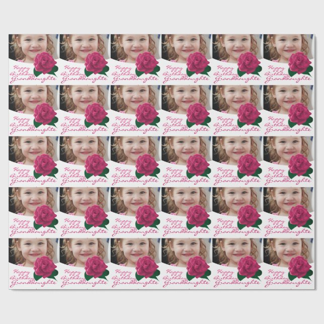 Happy Birthday granddaughter pink Wrapping Paper (Flat)