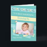 Happy Birthday Granddaughter turquoise photo Card<br><div class="desc">Personalize this Birthday Card for your Granddaughter
Designed in turquoise and yellow.
Add her name 
Happy Birthday
To a special Granddaughter
Have a great day</div>