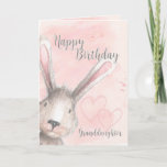 Happy Birthday Granddaughter Watercolor Bunny Card<br><div class="desc">Sweet birthday card for your granddaughter's birthday with a watercolor bunny rabbit peeking around the corner and two subtle hearts on the pink and grey watercolor background. Designed by Simply Put by Robin; watercolor elements from Design Cuts.</div>