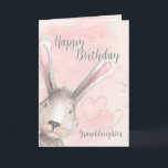 Happy Birthday Granddaughter Watercolor Bunny Card<br><div class="desc">Sweet birthday card for your granddaughter's birthday with a watercolor bunny rabbit peeking around the corner and two subtle hearts on the pink and grey watercolor background. Designed by Simply Put by Robin; watercolor elements from Design Cuts.</div>