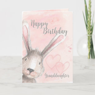Happy Birthday Granddaughter Watercolor Bunny Card