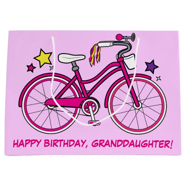 Happy Birthday Granddaughter with Bicycle Large Gift Bag (Front)