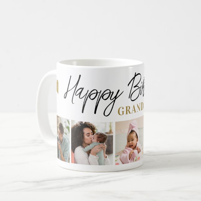 Happy Birthday Grandma 5 Photo Collage Keepsake  Coffee Mug (Front Left)